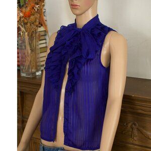 Blue Ruffled Collar Blouse / Size XS to S / Brand: Style Fax